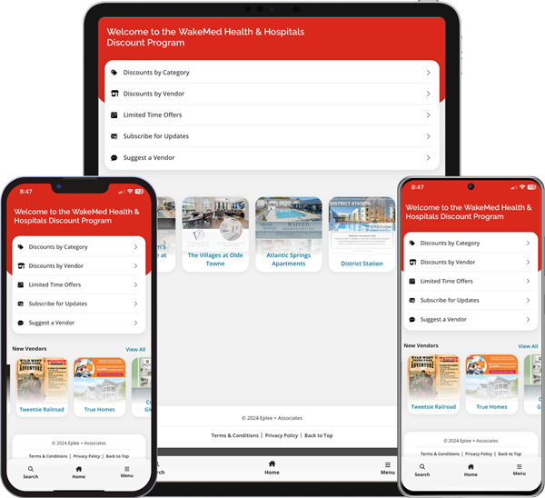 WakeMed Health & Hospitals Discount Program Mobile App Screenshots
